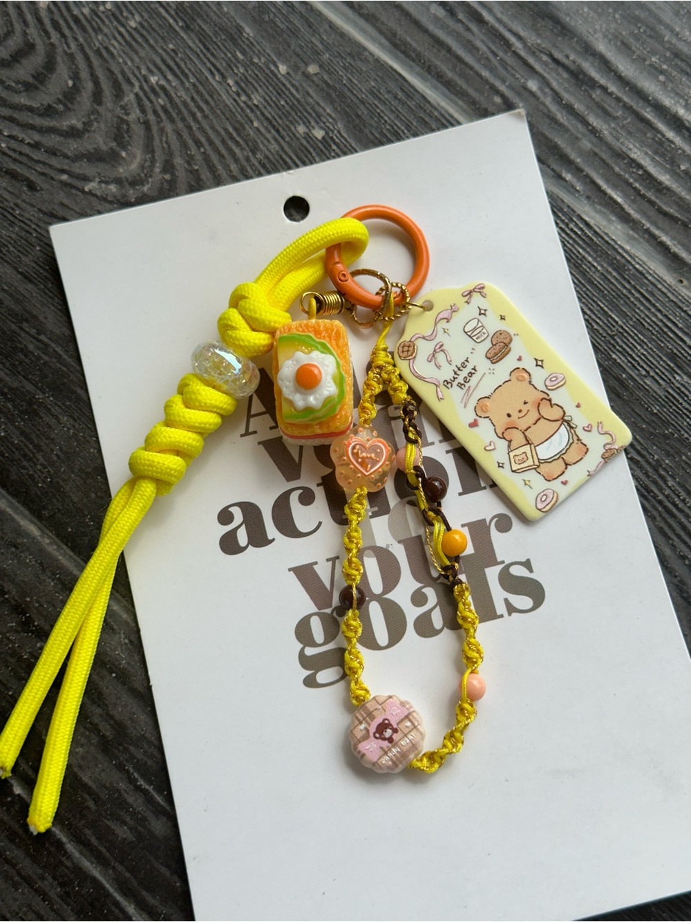 Cute Yellow Bear Charm Keychain Bag Charm